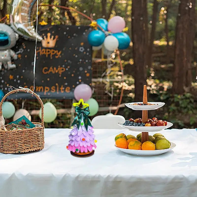 Artisanat d'arbre de Noël pour enfants, décorations de dessus de table avec lumières, ornements d'arbre pour tout-petits, bricolage fait à la main, décoration d'intérieur