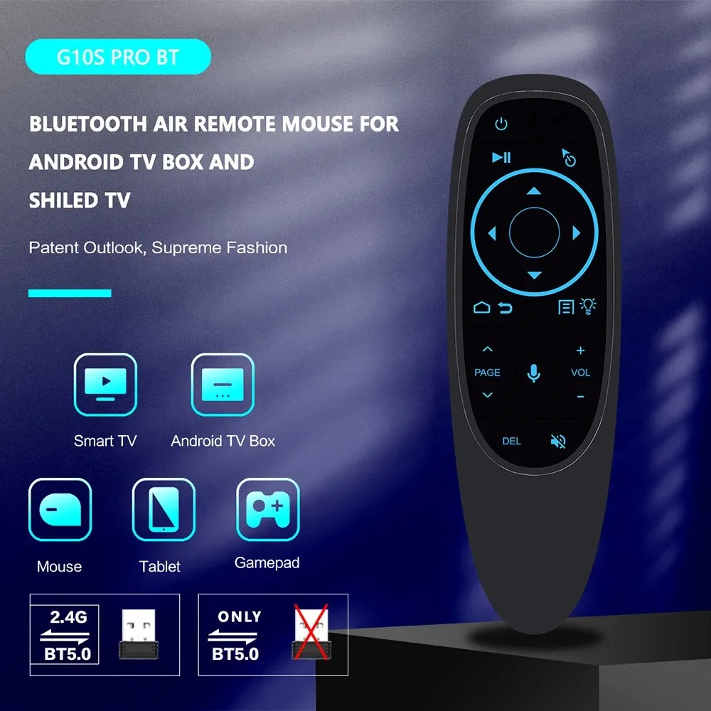 G10S PRO BT Voice Remote Control 2.4G With BT5.0 Wireless Air Mouse Gyroscope Smart Remote Backlit For Android TV Box