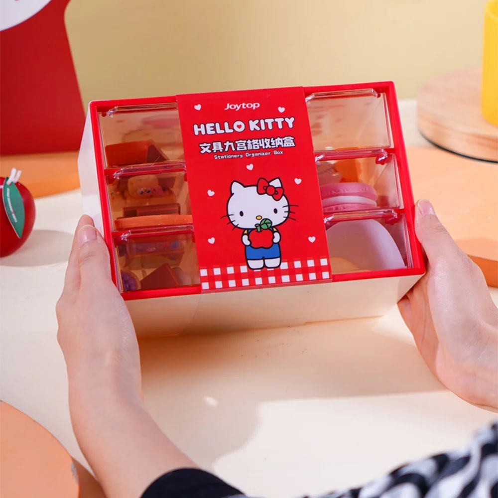 

Genuine Sanrio Hello Kitty Drawer Storage Box Cartoon Desktop Multi-Functional Organizer For Hairpins Cotton Swabs Floss Receive