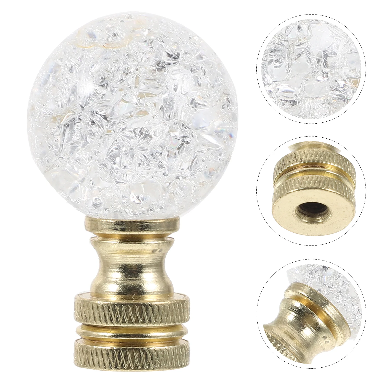 Decorative Lighting Lamp Finial Knob Caps Glass Top Cover for Table Floor Lamps Silver Metal Easy Install Simple Elegant