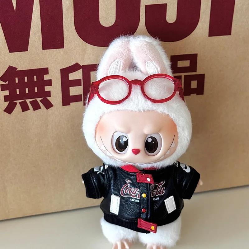 

For Labubu Clothes Set Mini Leather Jacket, Handsome Baseball Uniform Handmade Clothes Set Advanced Fashion Designer Gift