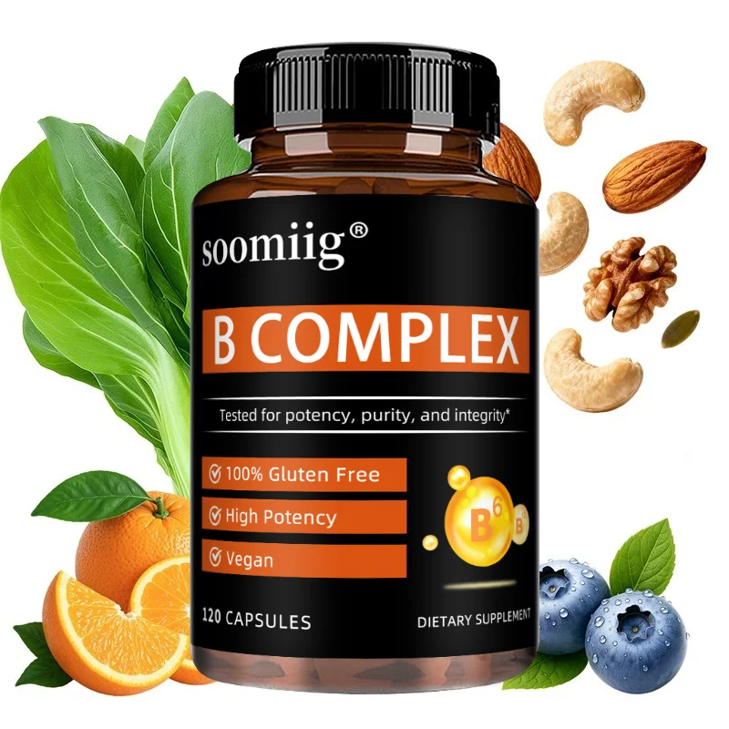 

Vitamin B Complex Capsules, Biotin, Folate, Niacin, Support Energy Metabolism, Stress Relief Fatigue, Mood & Immune Health
