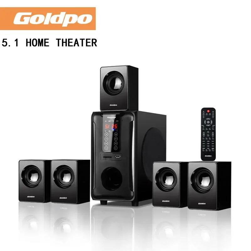 H3811B Bluetooth 5.1 Home Theater Speaker Wooden Subwoofer Sound System in English with Remote Control Caixa de som Bluetooth