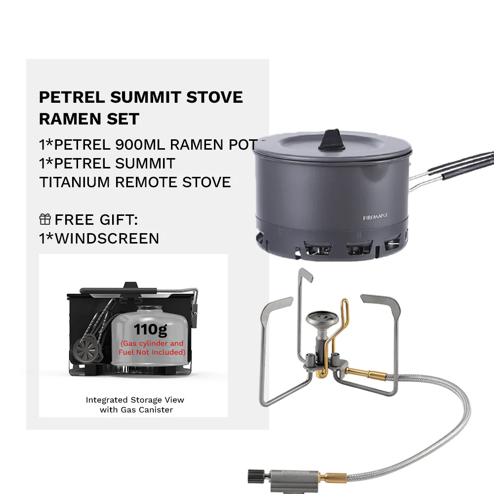 Fire-Maple Petrel Ultralight Titanium Split Stove Draagbare campingbrander met voorruit Compact buiten wandelen koken