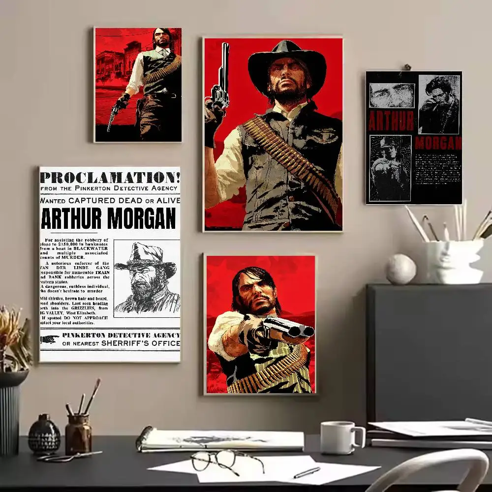 Cool 3A Video Game Red D-DeadS R-RedemptionS 2 Poster, Game Room Wall Sticker Print, Western Cowboy Game Wall Home Bed Room Art
