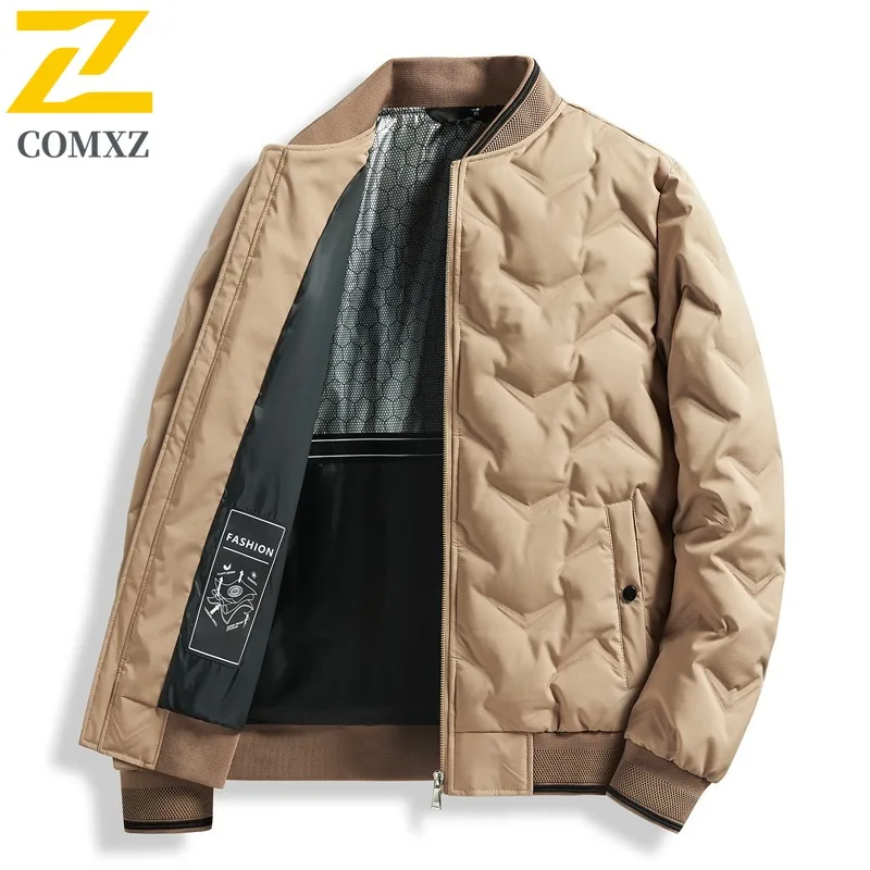 COMXZ Middle Aged Gray Duck Down Jacket Autumn Winter Business Casual Men Wear Versatile Outerwear Windproof Thermal windbreaker