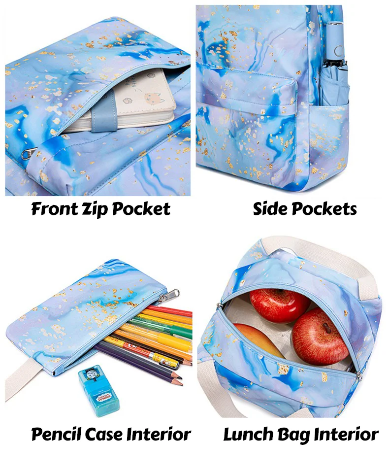 3 pezzi Aladdin Jasmine Princess Kids zaino capacità zaini per studenti doppia borsa a tracolla Pen Lunch Bags Bookbag Laptop Sets