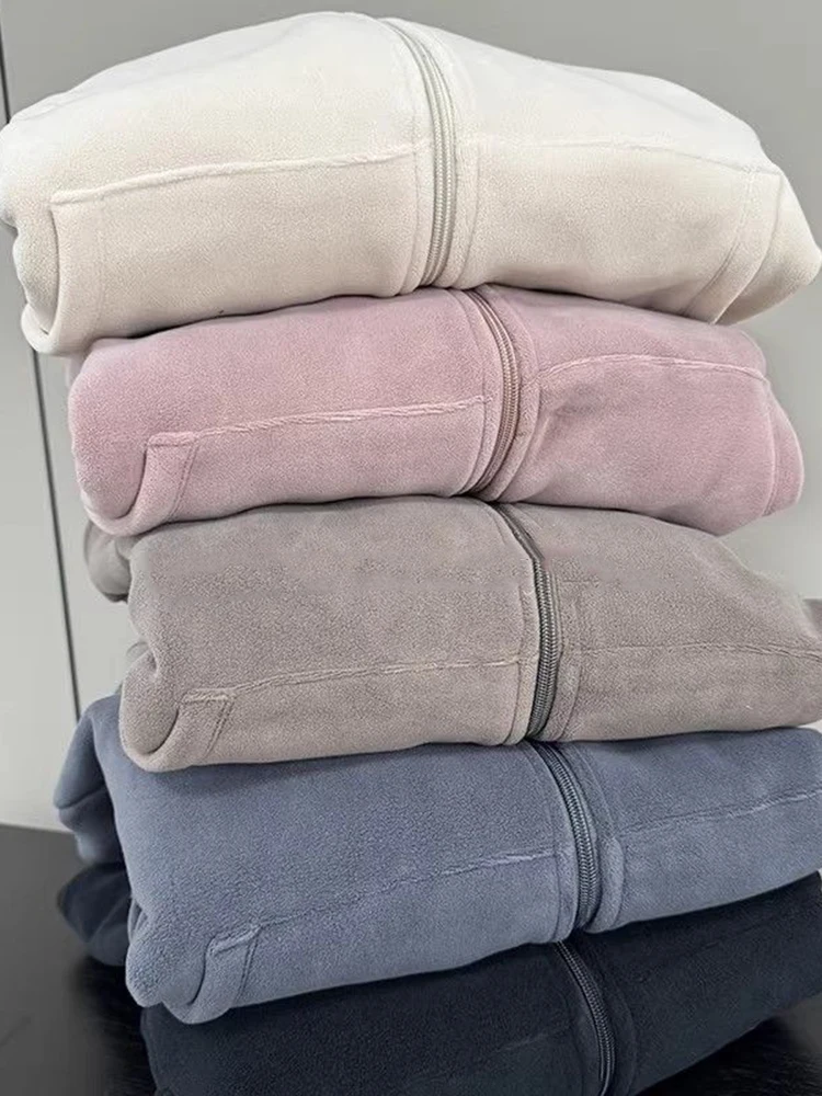 女性用両面フード付きジャケット,ゆったりとした厚手のカジュアルウェア,暖かいフリース,韓国スタイル,冬