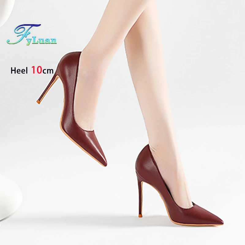 fyluan-超極細繊維エレガントな女性パンプス柔軟なセクシーな女性の靴ポインテッドトゥマットレディスティレットセクシーな女性のシングルシューズ