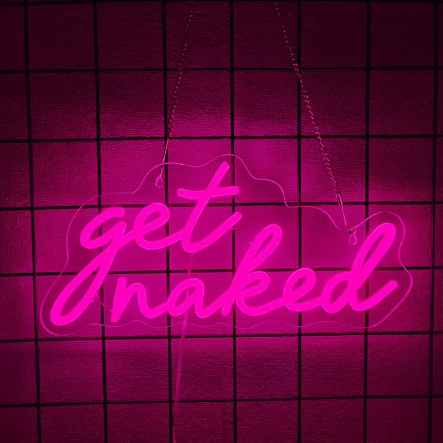 

Get Naked Led Neon Sign With Pink Letters, Used For Wall Decor, Art Wall Lamps In Dressing Rooms, Couples Hotels And Bathrooms.