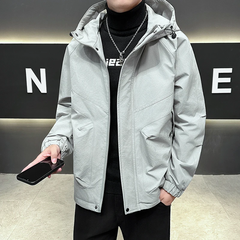 Casual Men's Hooded Cotton-Padded Jackets 2026 Autumn Winter Solid Color Windproof Thick Coats Outdoor Warm Top Parkas Clothing