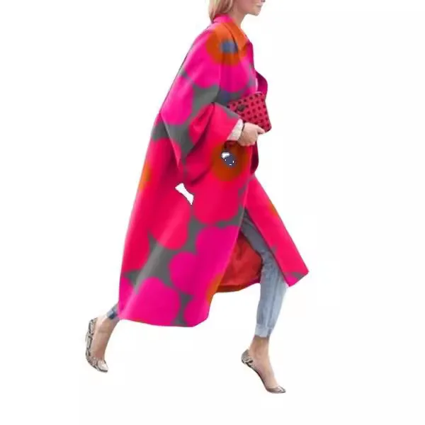 

Осень/зима 2025, новый продукт, свободное ветровое пальто с длинными рукавами и принтом для женщин