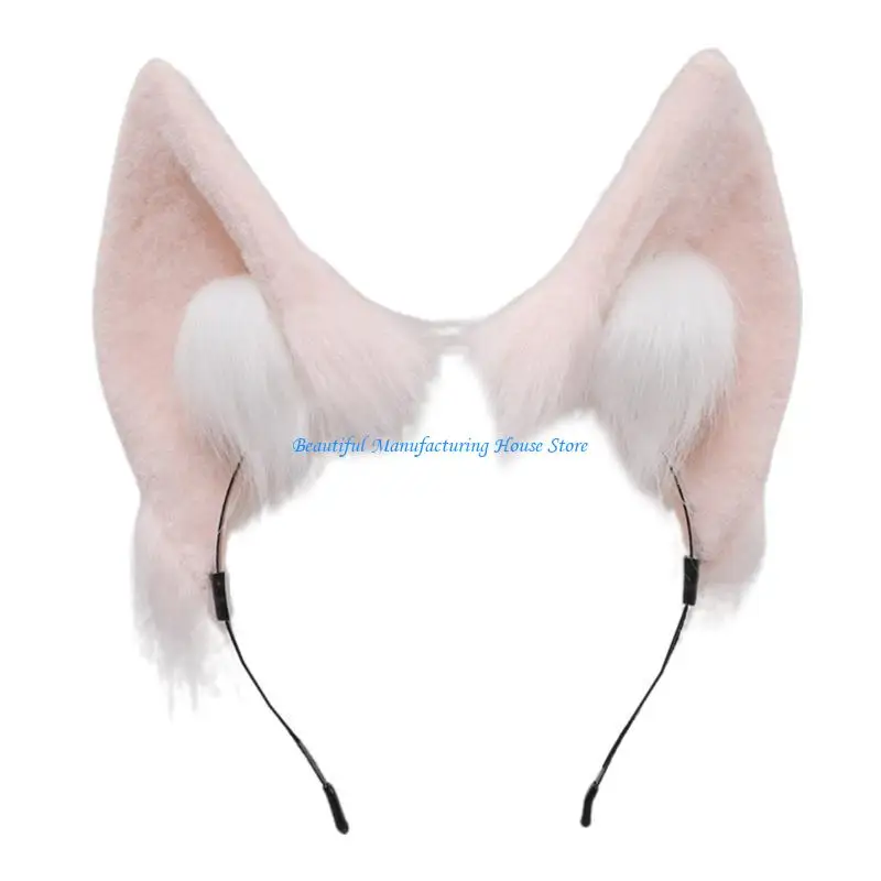 E56A Fashion Faux Fur Plush Ears Hairpin Headbands Women Cosplay Costume Headwear
