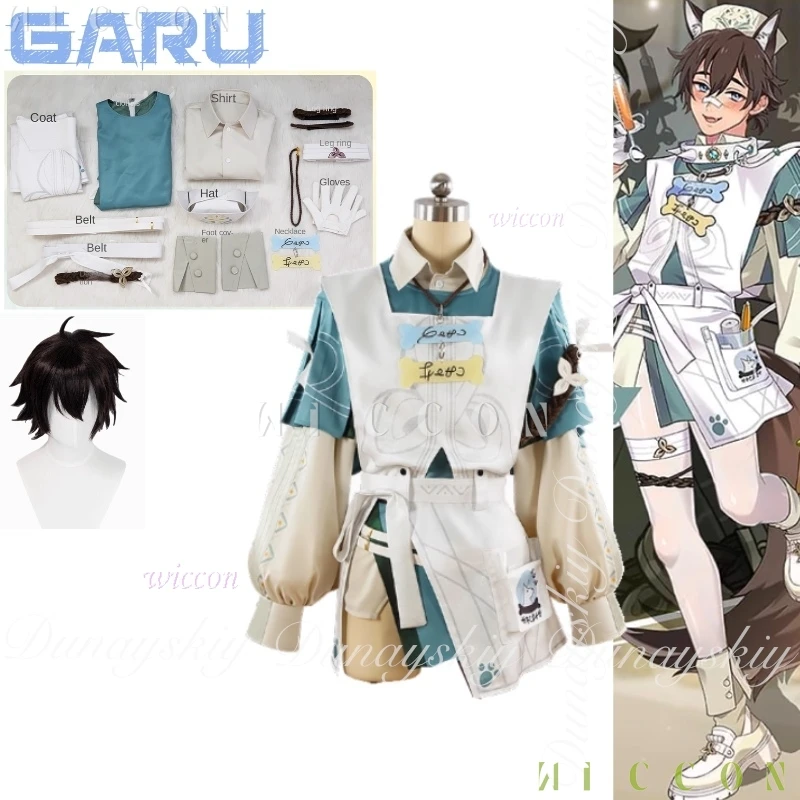 هالوين كرنفال لعبة Garu تأثيري الإنسان مثل الذئب شيطان براون شعر مستعار قصير disfraz الأخضر الأبيض ممرضة الزي تأثيري حلي Se