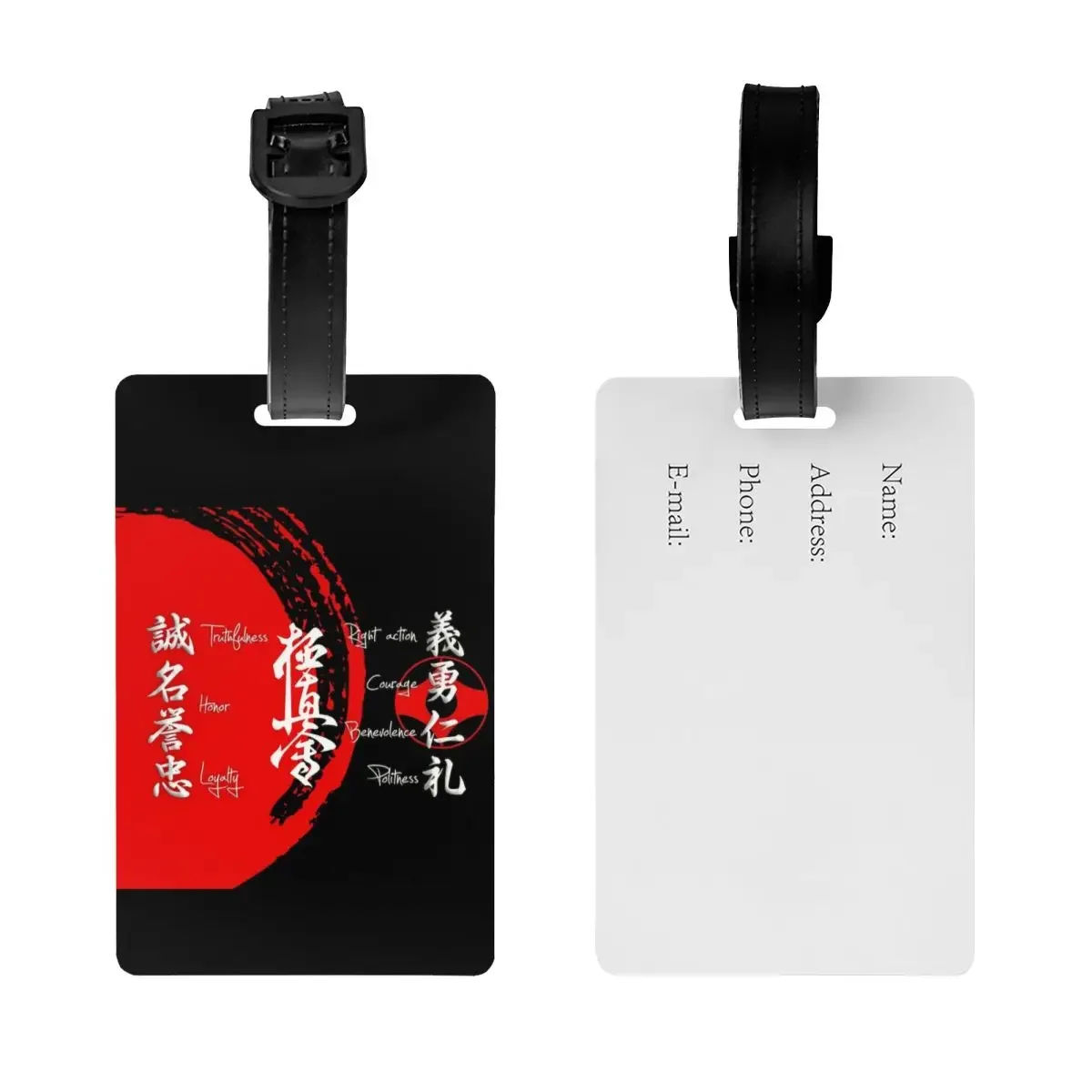 Custom Kyokushin Karate Bushido Waarden Bagagelabel Met Naamkaart Martial Arts Privacy Cover Id Label Voor Reistas Koffer