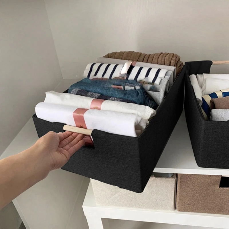 Papelera Rectangular para almacenamiento, cestas duraderas, cesta plegable decorativa con asas de transporte de madera