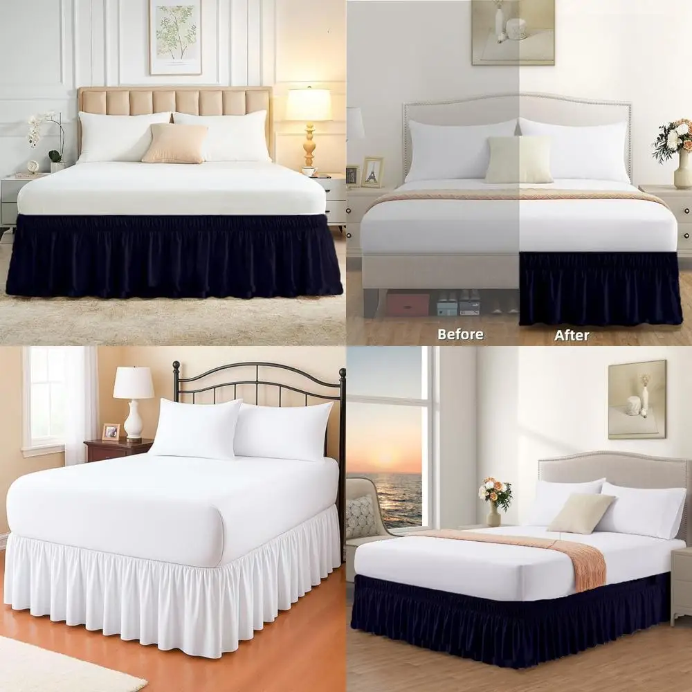 

Twin XL Dorm Bed Skirt 39x80 with 42 Inch Drop, Adjustable Elastic, Ruffle Design, College Room Wrap Around Bedding