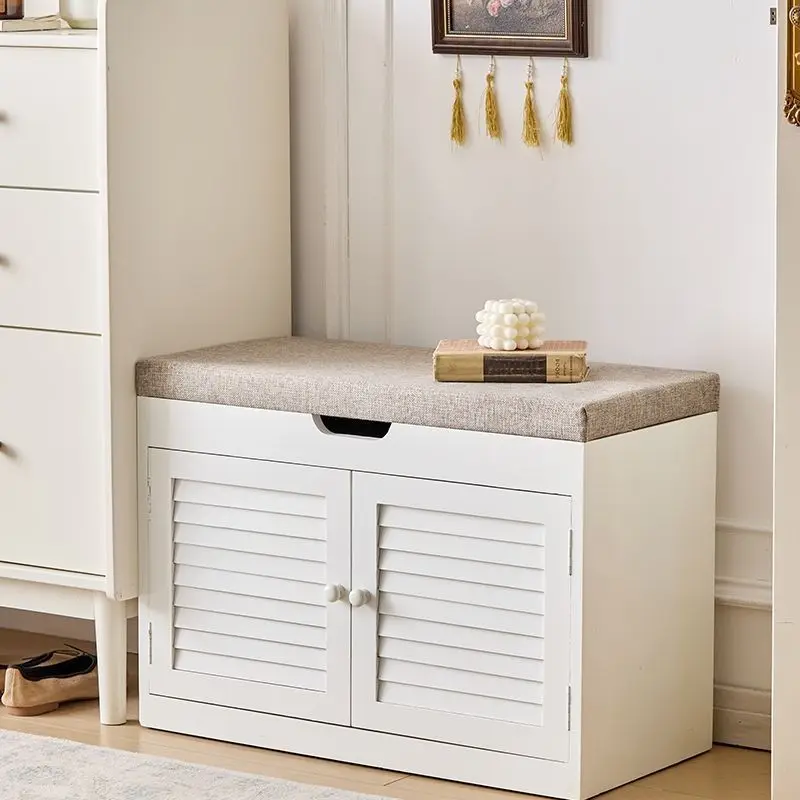 

All solid wood shoe cabinet, shoe change stool at the door, rack can be seated at the door, stool, small apartment