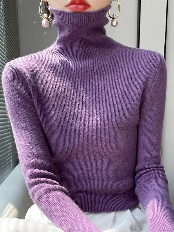 

Женский вязаный свитер High Ne, облегающий базовый слой irt Bla, осень-зима, поездка на работу, Sle Faion, корейская версия, Long Sve