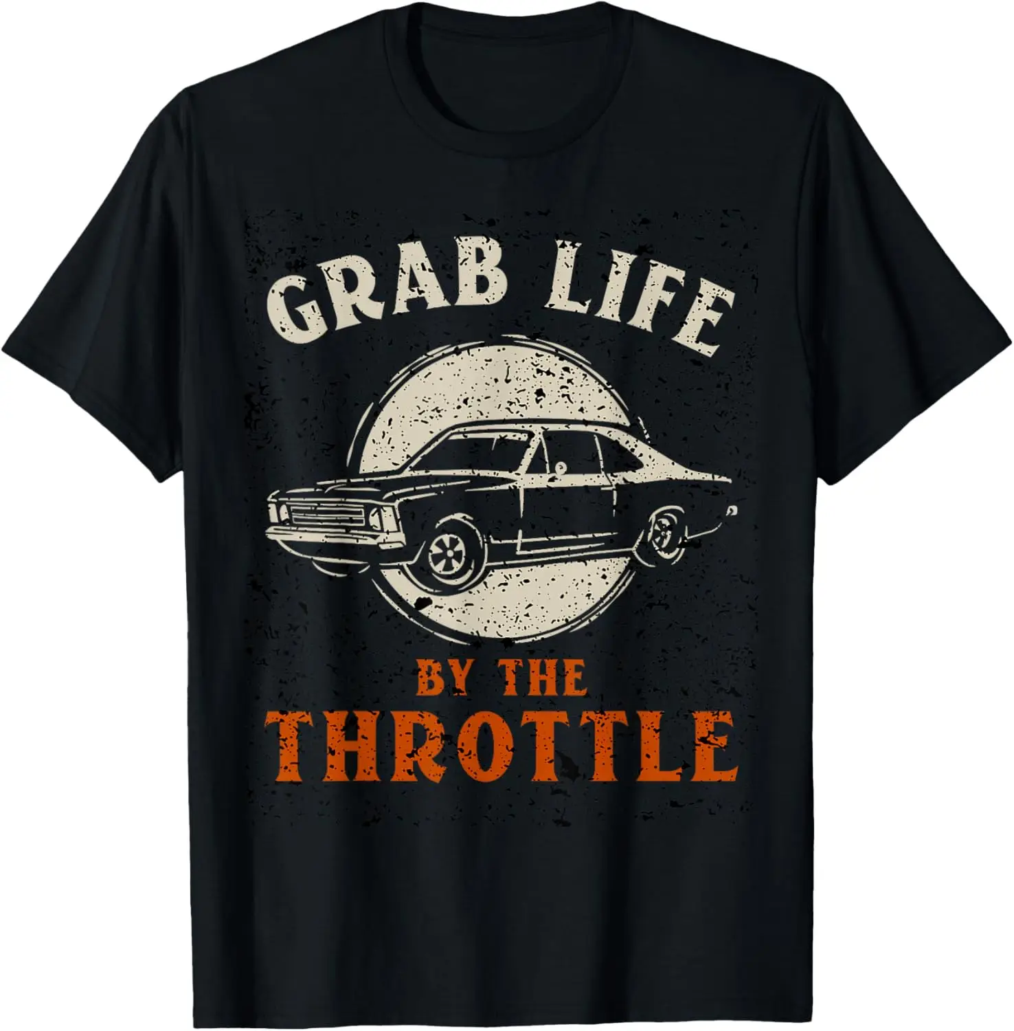 

Классическая футболка с рисунком с забавным автомобилем Grab Life By The Throttle