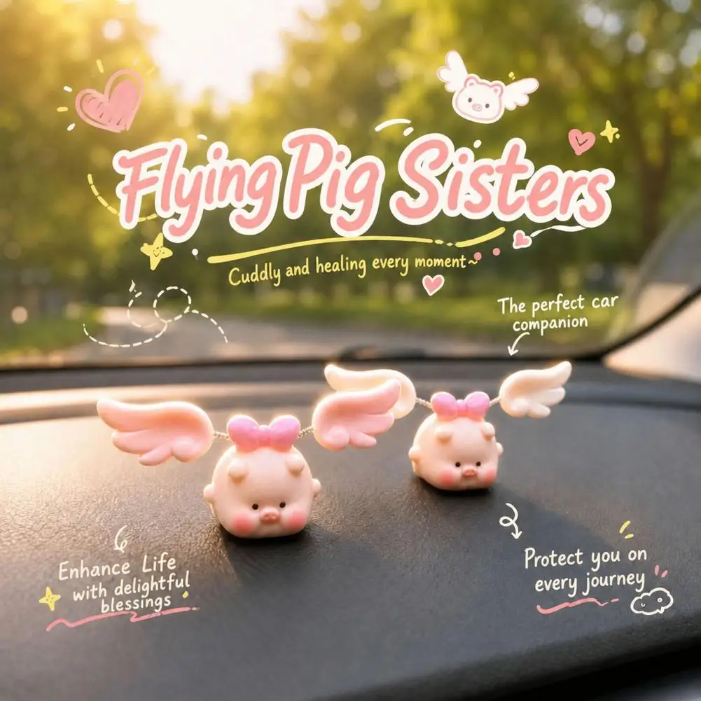Mini Shake Wings Cute Swinging Flying Pig Car Pendant Healing Series Stress Relief Tool Small Center Console Decor