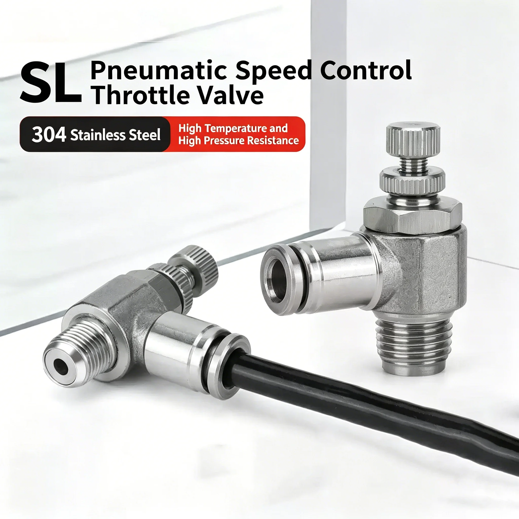 304 Pneumatic Fitting Throttle Valve Pressure Reduce Control Regulating SL10-02 SL6-01 SL8-01 SL6-02