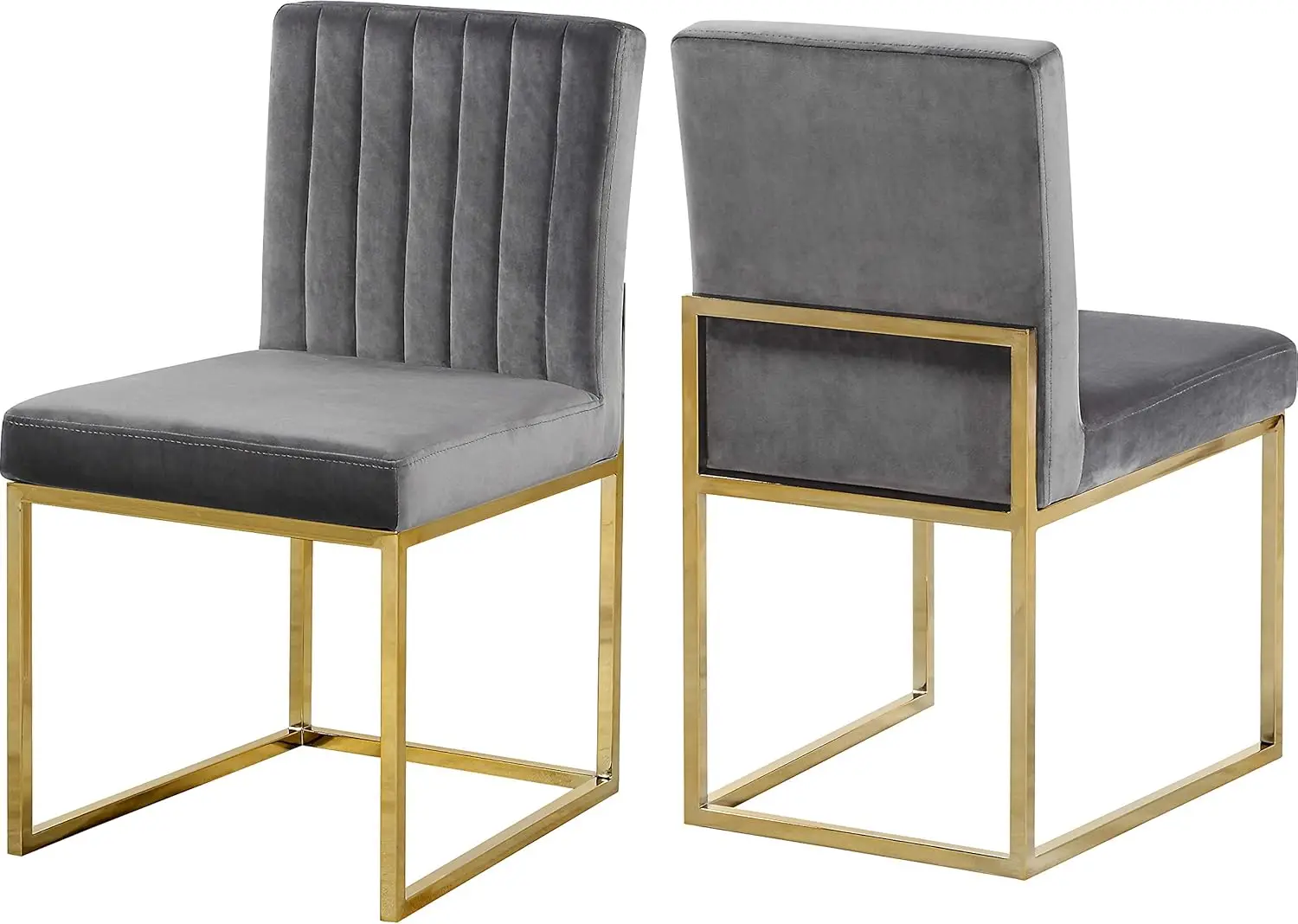 Meridian Furniture Giselle Collection Modern | Contemporary Velvet Upholstered Dining Chair With Durable Metal Base, Set Of 2,