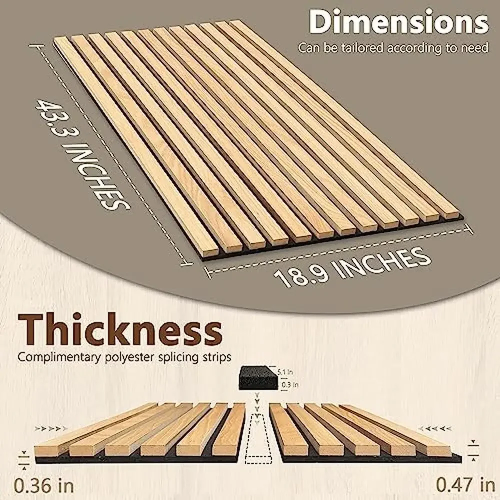 Houten latten Geluiddichte wandpanelen Natuurlijk materiaal Slaapkamer Kantoor Decor Geluidsabsorptiepanelen