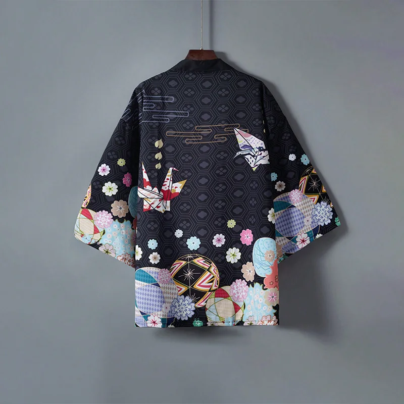 

Chinese-Style Retro New Chinese-Style Improved Hanfu Cardigan with Paper Crane Design, Kimono-Style Feather Jacket, Thin Coat for Summer Beach Bikini Cover-Up and Sun Protection Clothing