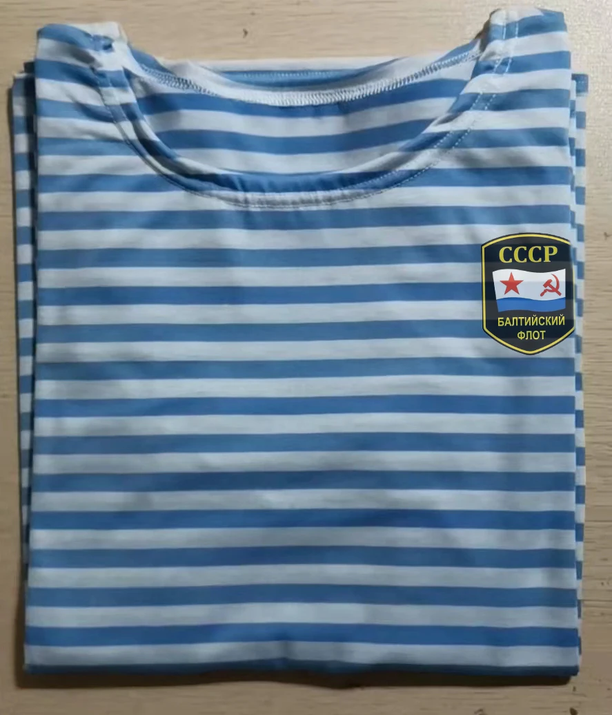 Russian Soviet Navy CCCP Baltic Fleet Stripes T-Shirt Polyester Cotton Long Sleeve Mens Sailor Striped Shirt Telnyashka Tops