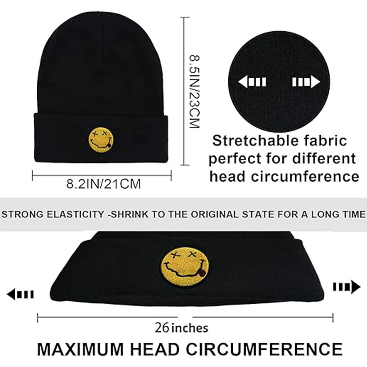 Funny Beanies Hat, Men's and Women's Winter Warm Black Fashion Cool Embroidered Knit Hat The ideal choice for giving hip-hop smi