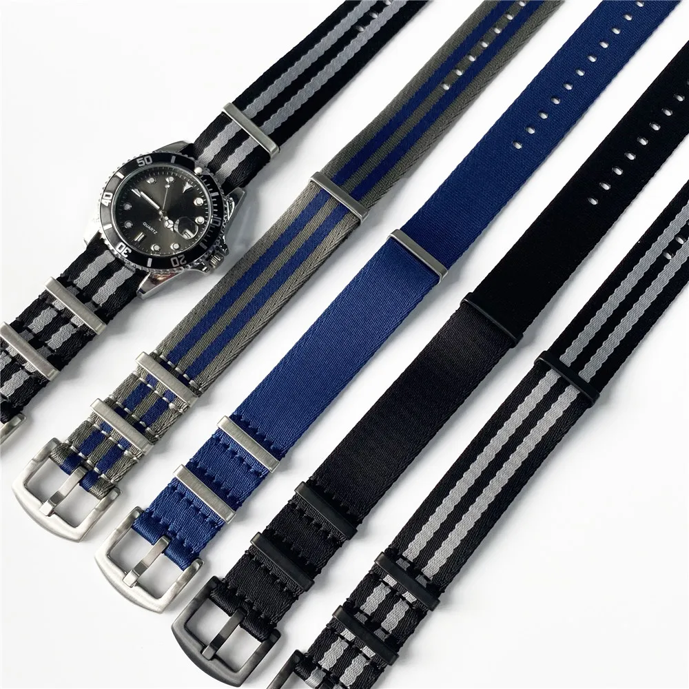 Nylon Canvas Strap 20mm 22mm Men Military Seatbelt Universal Sport Waterproof Bracelet Band Watch Accessories for Seiko Casio