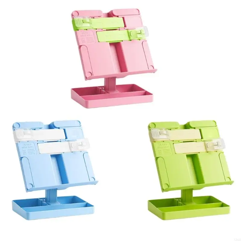 2025 New Foldable Plastic Reading Stand Adjustable Textbook Stand Folding Book Rest with Page Clips for Book Tablet Music Scores