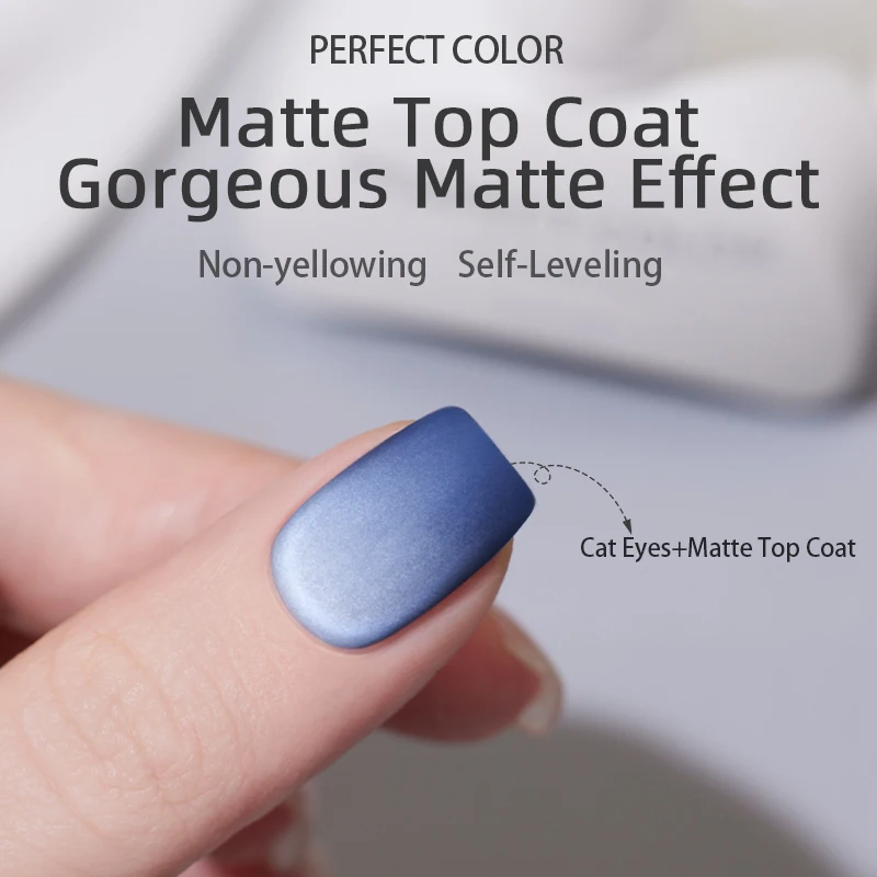 PERFECT COLOR Matte GEL Top Coat สําหรับเจลเล็บ Polish16ml Chrome PROOF Matte Top Coat กํามะหยี่ไม่มีเช็ดแป้ง-Resist Matte