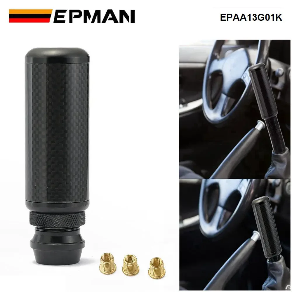 EPMAN Real Carbon Fiber Stealth Adjustable Height Gear Knob M12x1.25 With M10x1.5 M10x1.25 M8x1.25 Thread Shift Knob EPAA13G01K