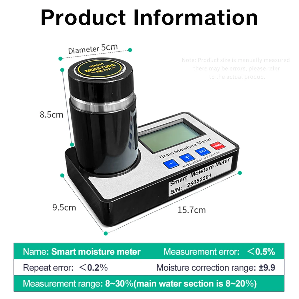 AMT155 Smart Grain Moisture Meter For19 Kinds Corn Rice Wheat Peanut Coffee Bea…