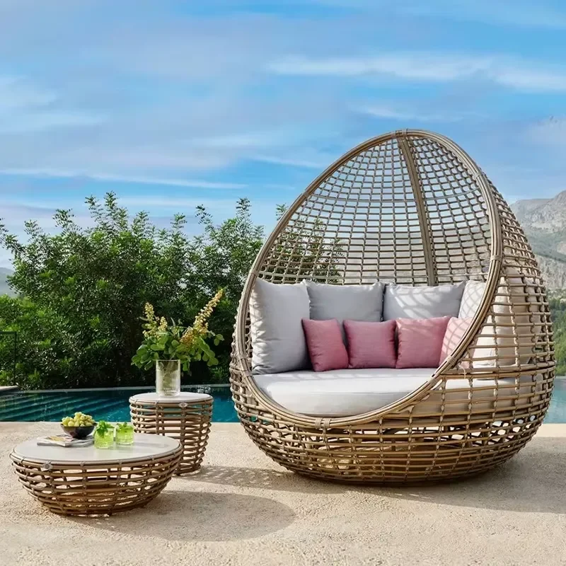 Casual Lazy Sofa Bird's Nest Chair Rattan Double Rattan Chair Garden Garden Balcony Network Red Creative Furniture Round