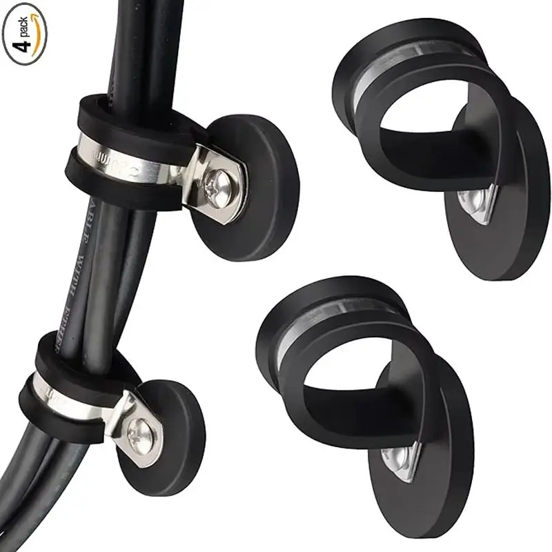 13/16/20mm Steel Cable Clamps Magnetic Cable Clips for Pipe Wire Cord Tube Installation Rubber Magnet