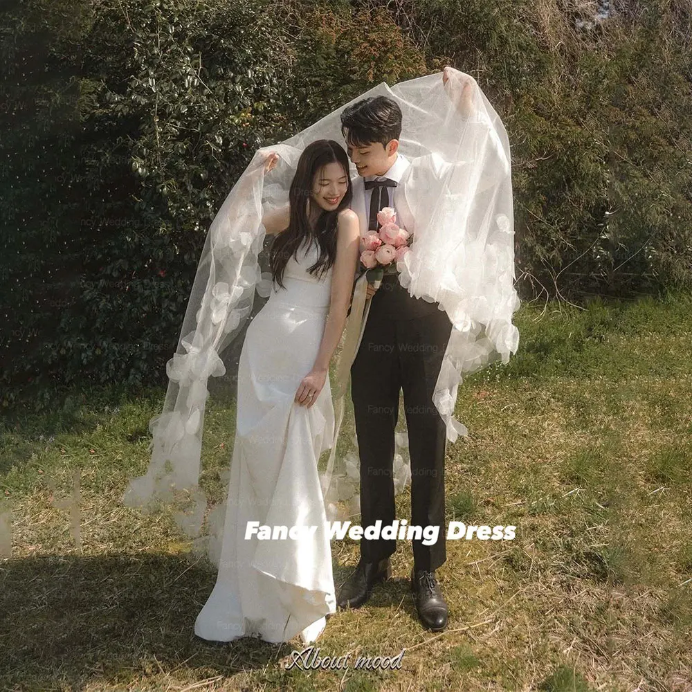 

Fancy Elegant Strapless A Line Korea Wedding snap dress Elastic Satin Prom dress Back Corset Customized 웨딩드레스