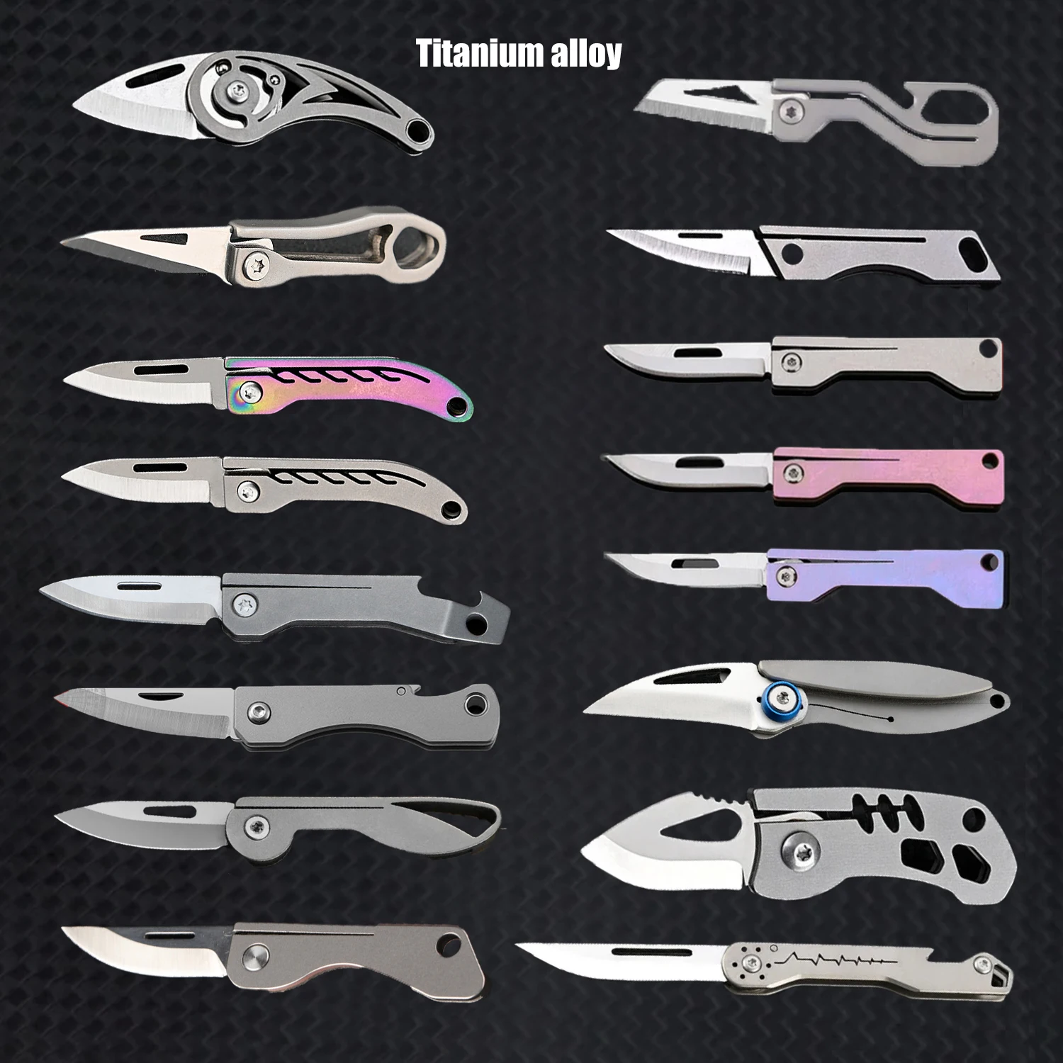 20Styles Titanium Alloy Mini Folding Knife High Hardness D2 Steel Sharp Knife With Keychain Pendant Disassembly Express Open Box