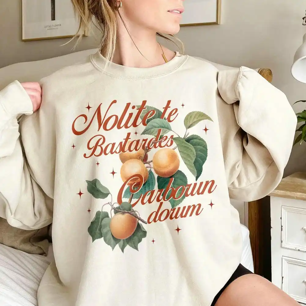 Damski sweter vintage Fourth Wing Merch, prezent dla miłośniczek książek, Nolite Te Bastardes Carborundorum, swetry Y2K, śmieszna bluza, odzież uliczna