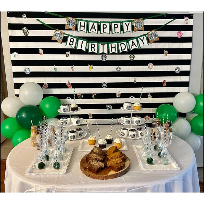 Rayas horizontales blancas y negras, patrón de fondo de advertencia, gráfico moderno, retrato de fiesta de cumpleaños, accesorios de estudio fotográfico