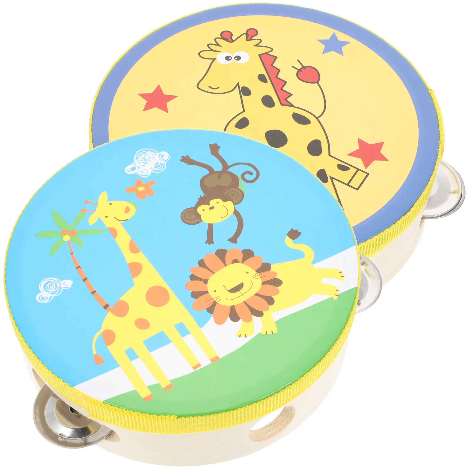 Hand Shaking Tambourines Cartoon Music Drum Handheld Kids Musical Instruments Child Toy