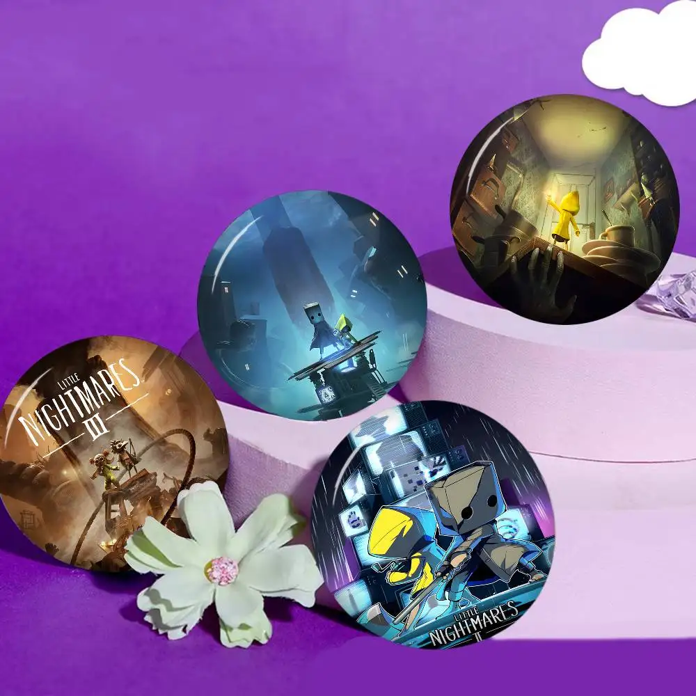 Game L-Little Nightmares Creative Pins Funny Round Snap-in Brooch Badge Backpack Hat Accessories Jewelry Gifts for Friend