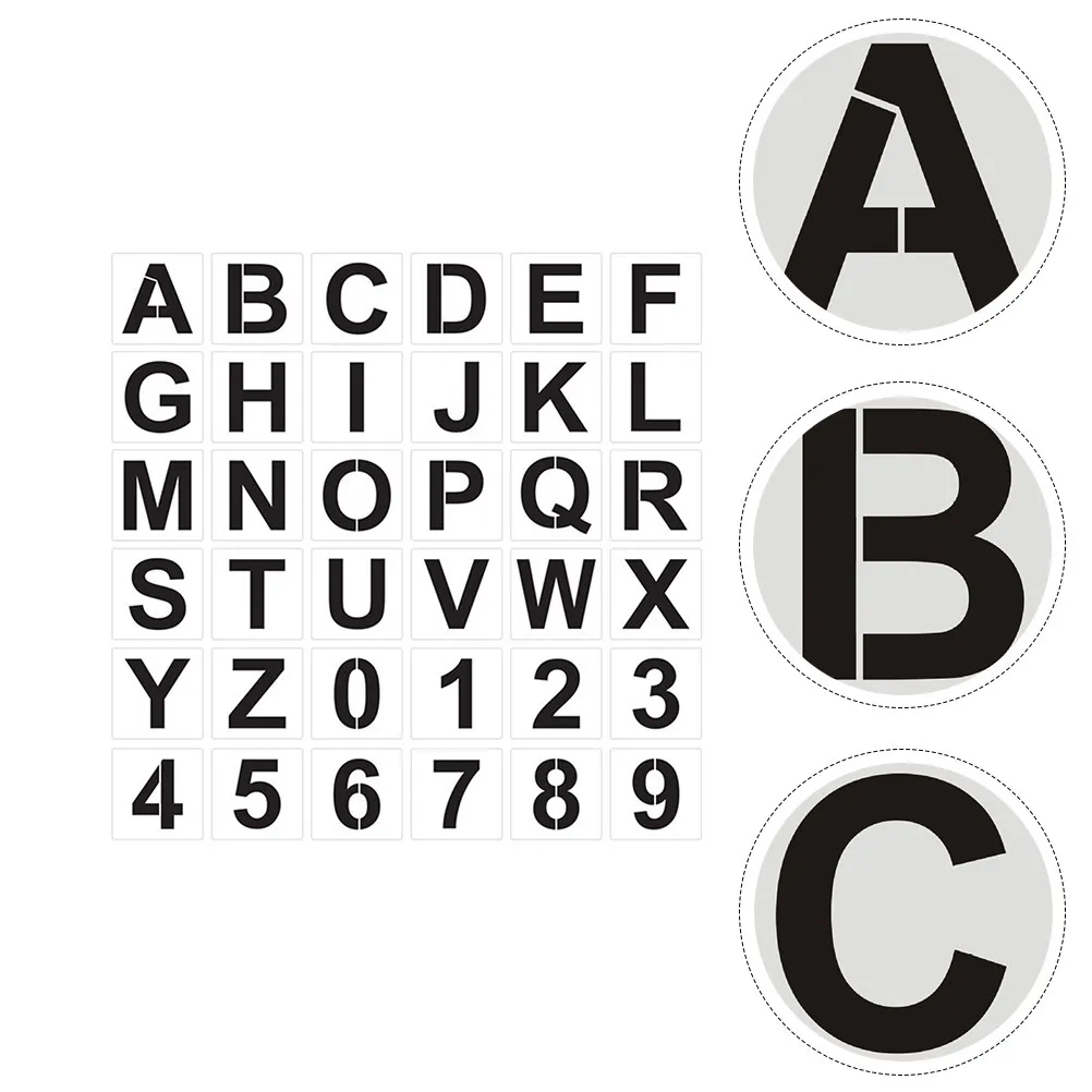

1Set Large Alphabet Painting Templates Letter Number Stencils Beige Reusable Font Drawing Molds for DIY Wall Door Decoration