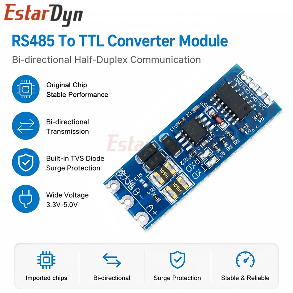 Estardyn UART TTL to RS485 Converter Module Hardware Auto Flow Control 3.3V/5V Level Conversion Board