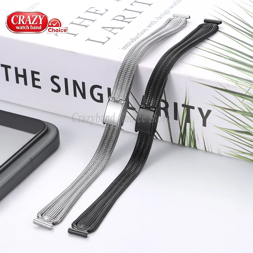 8mm 10mm Ultra Thin Mesh Milanese Loop Watch Strap Small Silm Bracelet Folding Buckle Stainless Steel Women Wrist Band Accessory
