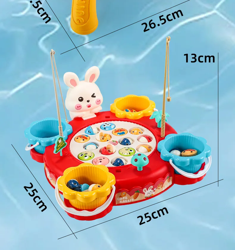 Electric magnetic fishing toys children's early education music interaction rotate toy fishing rod toys kindergarten fun game
