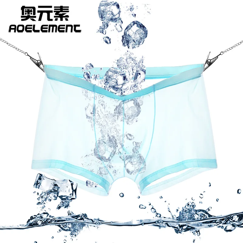 5PCS Mens Underwear Boxers Lot Pack Ice Silk Transparent Seamless Panties Sexy Men Boxers Pack Breathable Solid Male Long Boxer