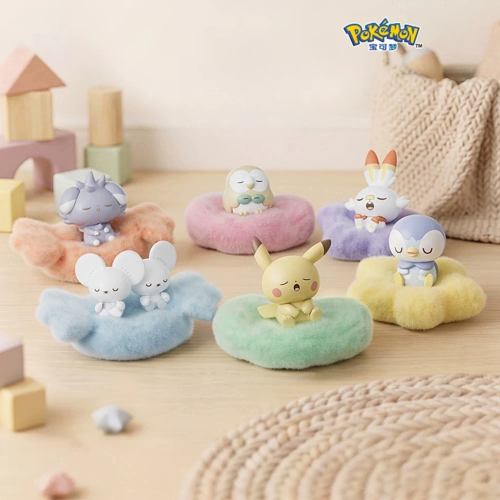 2026 Original Pokemon Scorbunny Sleeping Napping Figurine Blind Box Collectible Desk Ornament For Adult Anime Cartoon Fans gifts